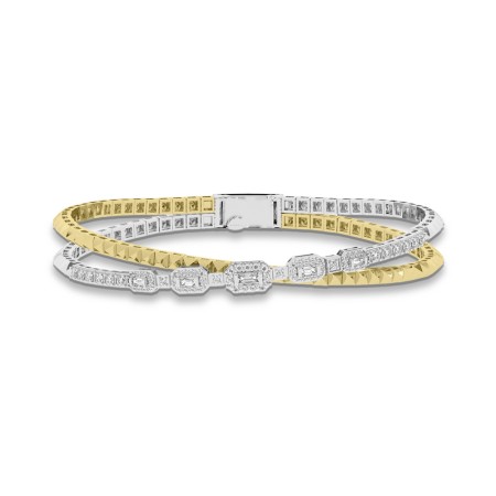 14K Two-Tone Diamond Flexi Bangle