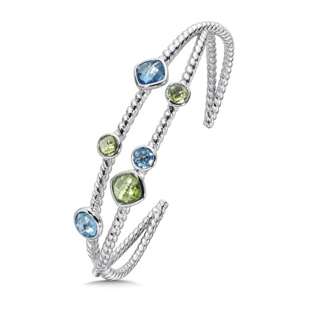 Sterling Silver Blue Topaz and Peridot Cuff 