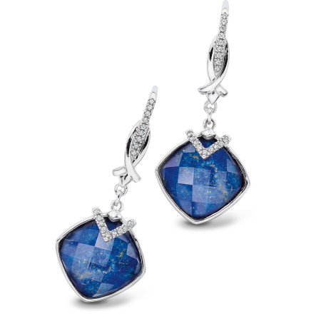 Sterling silver, lapis fusion and diamond earrings