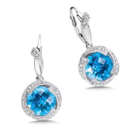 Sterling silver, purple blue topaz and diamond pendant