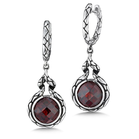 Sterling silver and red garnet earrings
