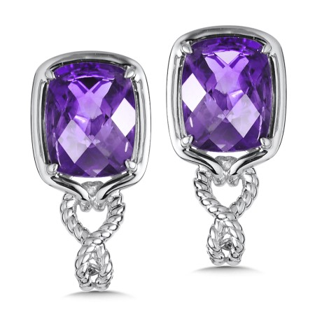 Sterling Silver Amethyst Post Earrings 