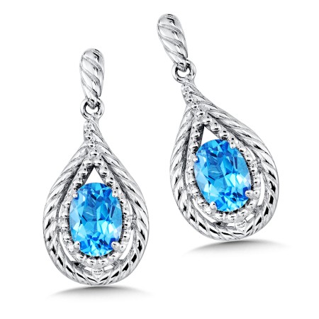 Sterling Silver Blue Topaz Post Earrings 