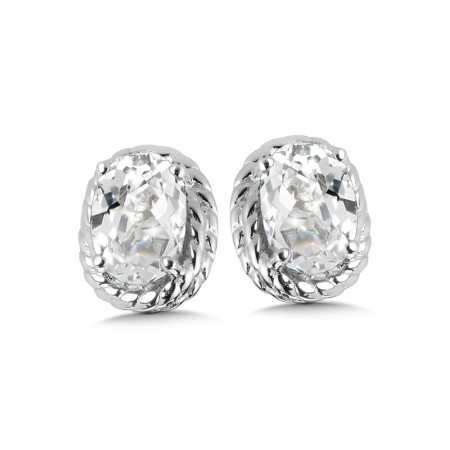 Sterling Silver Created White Sapphire Earring