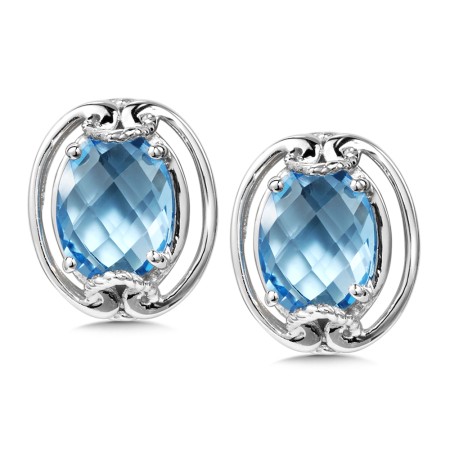 Blue Topaz Earrings in Sterling Silver
