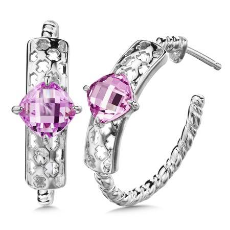 Pink Sapphire Earrings in Sterling Silver