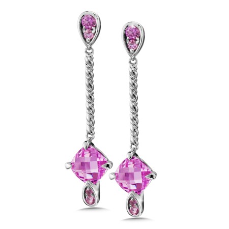Pink Sapphire Earrings in Sterling Silver