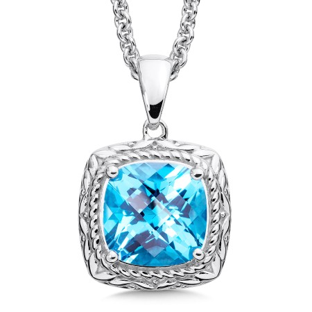 Sterling Silver Swiss Blue Topaz Pendant