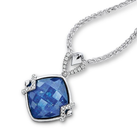 Sterling silver, lapis fusion and diamond pendant