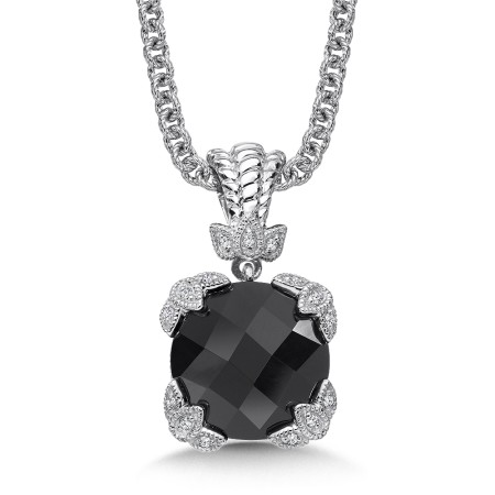 Sterling Silver Diamond & Onyx Pendant
