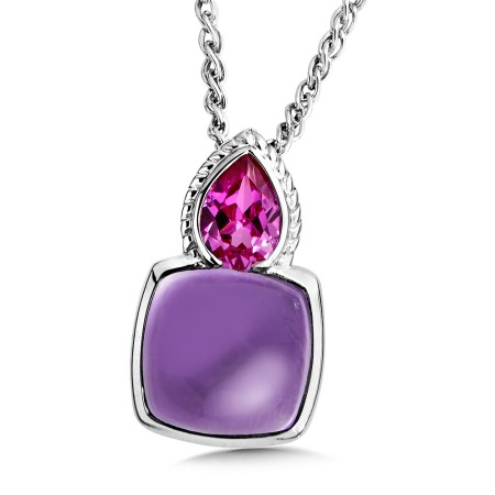 Sterling Silver Amethyst and Pink Sapphire Pendant