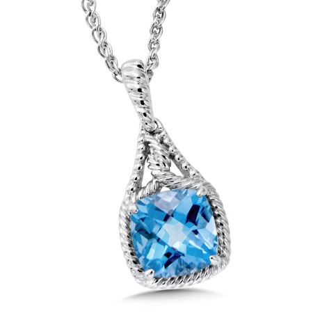 Sterling Silver Blue Topaz Pendant 