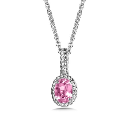 Sterling Silver Created Pink Sapphire Pendant
