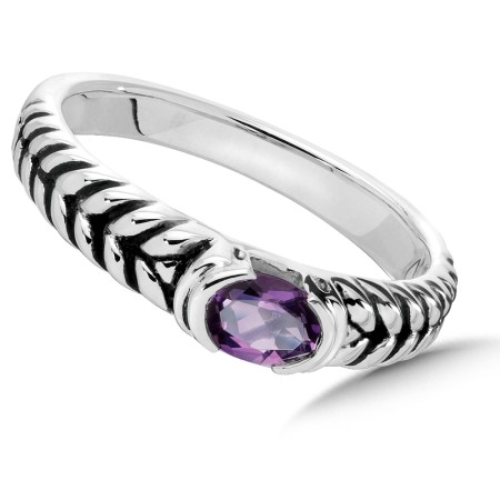 February Birthstone Amethyst and Sterling Silver Ring.