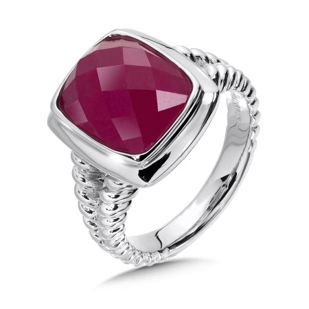 Sterling Silver Dyed Fuchsia Quartz Essentials Ring