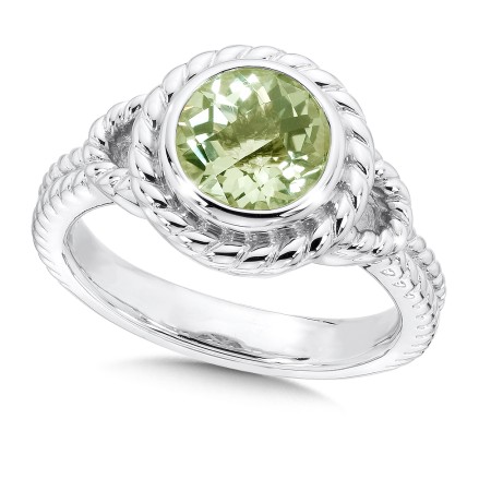 Sterling Silver and Green Amethyst Ring