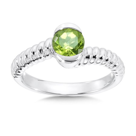 Sterling silver and round peridot Colore Of Life stack ring