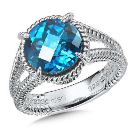 Sterling Silver London Blue Topaz Split Shank Ring