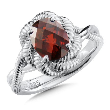 Sterling Silver Garnet Ring 