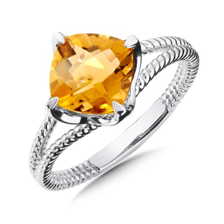 Sterling Silver Citrine Split Shank Ring 