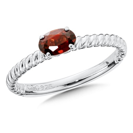 Sterling Silver Garnet Stacking Ring 