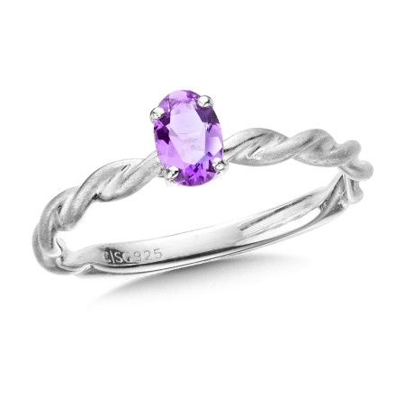 Sterling Silver Amethyst Stacking Ring 