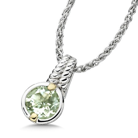 Sterling Silver, 18K Gold and Green Amethyst Pendant