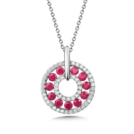White Gold Ruby and Diamond Pendant 