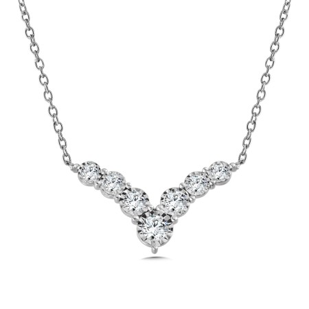 14K White Gold Chevron Diamond Pendant