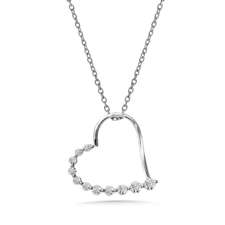 14K White Gold Diamond Heart Pendant