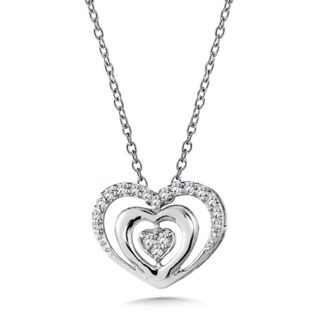 10K White Gold Diamond Heart Pendant