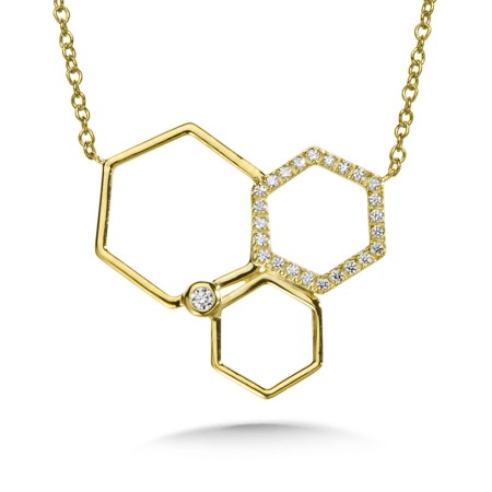 Asymmetrical Geometric Honeycomb Diamond Necklace