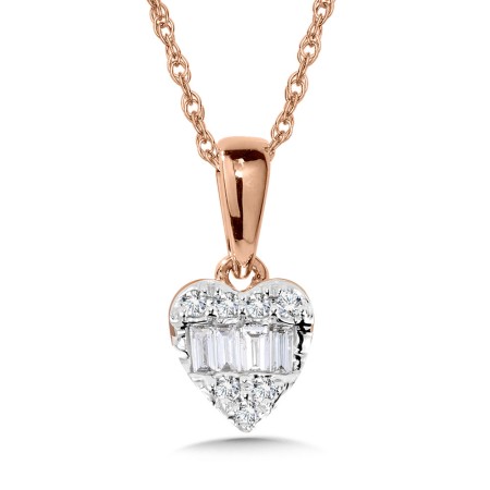 10K Baguette Diamond Heart Pendant