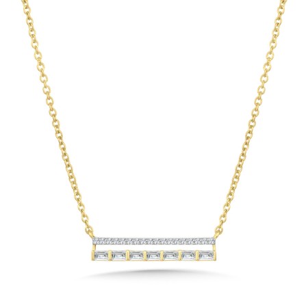 14K Baguette Diamond Bar Pendant