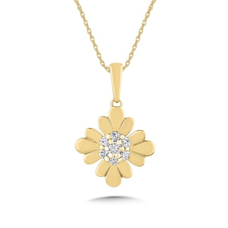 Gold & Diamond Flower Pendant