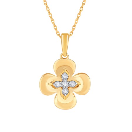 Gold & Diamond Flower Pendant