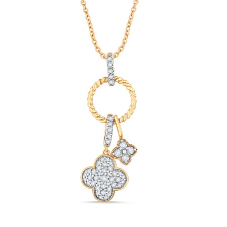 14K Gold & Diamond Clover Pendant