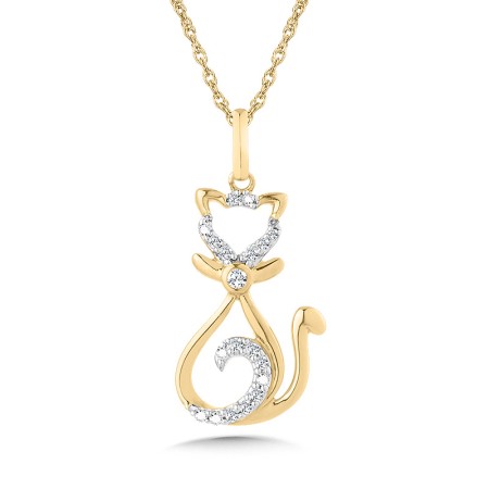 10K DIAMOND CAT PENDANT