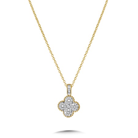 Milgrain-Beaded & Pavé Diamond Klover Pendant