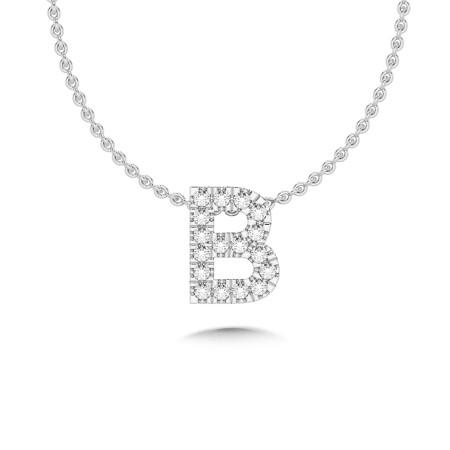 14K Gold & Diamond Initial Pendant (Letter B)