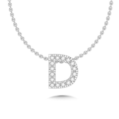 14K Gold & Diamond Initial Pendant (Letter D)