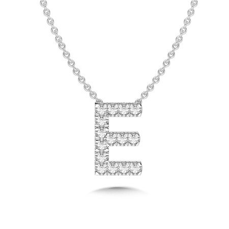 14K Gold & Diamond Initial Pendant (Letter E)