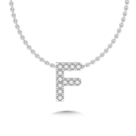 14K Gold & Diamond Initial Pendant (Letter F)