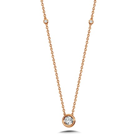 14K Rose Gold Bezeled Diamond Star Solitaire Pendant - PDM010-P