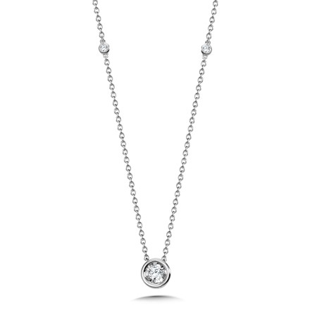 14K White Gold Bezeled Diamond Star Solitaire Pendant - PDM010-W