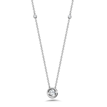 14K White Gold Bezeled Diamond Star Solitaire Pendant - PDM015-W