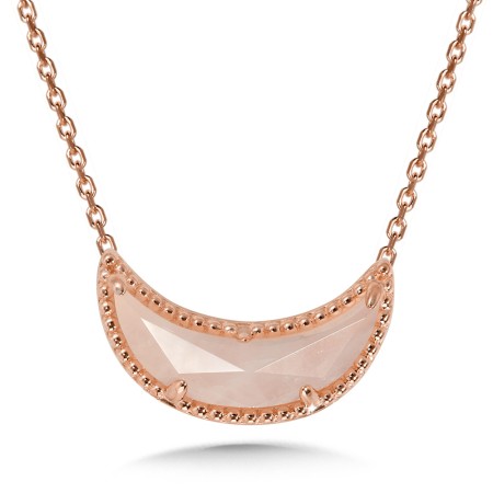 14K Rose Gold Plated Sterling Silver Moon Pendant - PSS007-PPMS