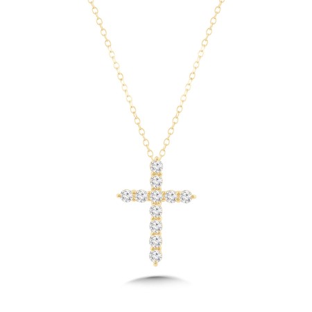 14K Diamond Cross Pendant