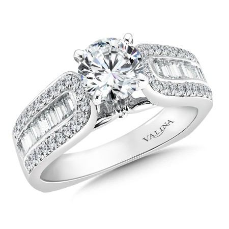 14k white gold diamond engagement ring by Valina Bridals.