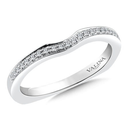 0.08 ct. tw. diamond wedding band set in 14k white gold.